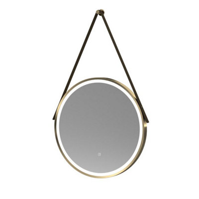 Dezine 600mm Round Brushed Brass Illuminated Mirror with Touch Sensor