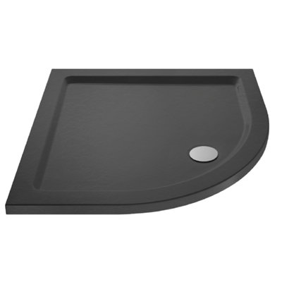 Dezine 700 x 700mm Slate Grey Quadrant Shower Tray, Corner Waste 