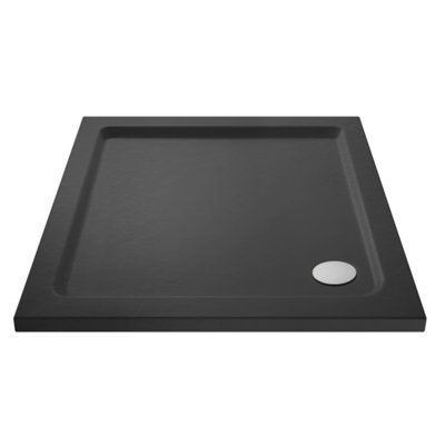 Dezine 700 x 700mm Slate Grey Square Shower Tray, Corner Waste