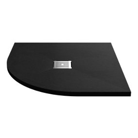 Dezine 900 x 900mm Quadrant Black Slate Shower Tray, Cente