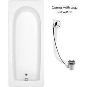 Dezine Alto 1700 x 700mm Single Ended Straight Shower Bath with Leg Set and Pop Up Waste
