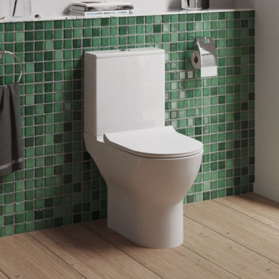 Dezine Alto Close Coupled Toilet with Upgraded Soft Close Seat