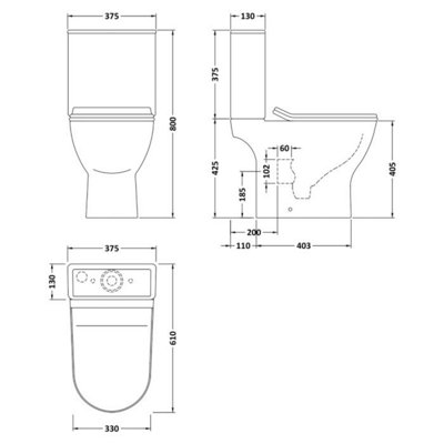 Dezine Alto Close Coupled Toilet with Upgraded Soft Close Seat