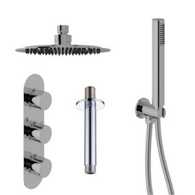 Dezine Alto Concealed Shower Kit with Handset and Ceiling Mounted Rain Head, Chrome