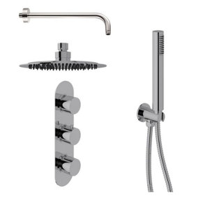 Dezine Alto Concealed Shower Kit with Handset and Wall Mounted Rain Head, Chrome