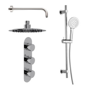 Dezine Alto Concealed Shower Kit with Slide Rail Kit and Wall Mounted Rain Head, Chrome
