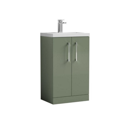 Dezine Avon 500mm Satin Green Floor Standing Vanity Unit Price Comparisons | Compare The Build