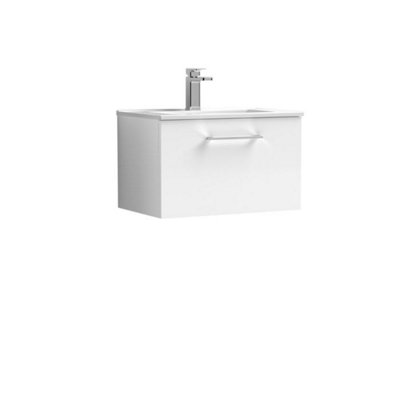 Dezine Avon 600mm Gloss White Wall Hung Vanity Unit, 18mm Basin Price Comparisons | Compare The Build