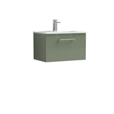 Dezine Avon 600mm Satin Green Wall Hung Vanity Unit, 18mm Basin Price Comparisons | Compare The Build