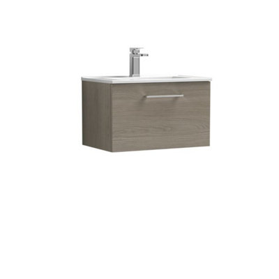Dezine Avon 600mm Solace Oak Wall Hung Vanity Unit, 18mm Basin Price Comparisons | Compare The Build