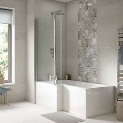 Dezine Cubo 1500 x 850mm L Shaped Left Hand Shower Bath