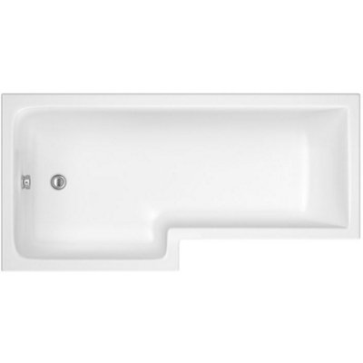 Dezine Cubo 1700 x 850mm L Shaped Left Hand Shower Bath with Panel and Bath Screen