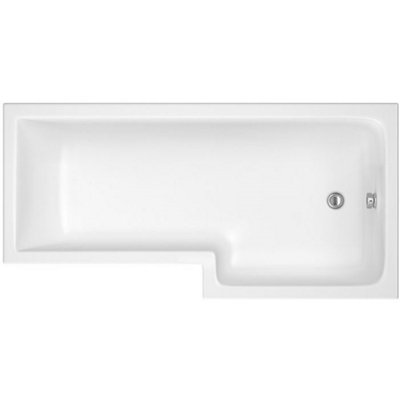 Dezine Cubo 1700 x 850mm L Shaped Right Hand Shower Bath with Panel and Bath Screen