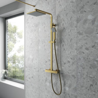 Dezine Cubo Grace Brushed Brass 2 Outlet Exposed Shower Kit Price Comparisons | Compare The Build