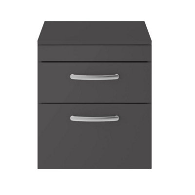 Dezine Hamble 500mm Gloss Grey Wall Hung 2 Drawer Vanity Unit, with Worktop Price Comparisons | Compare The Build