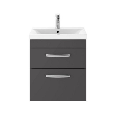 Dezine Hamble 500mm Gloss Grey Wall Hung 2 Drawer Vanity Unit Price Comparisons | Compare The Build
