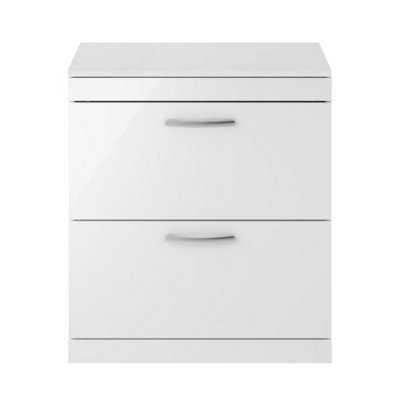 Dezine Hamble 800mm Gloss White Floor Standing 2 Drawer Vanity Unit, with Worktop Price Comparisons | Compare The Build