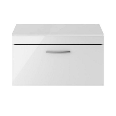 Dezine Hamble 800mm Gloss White Wall Hung 2 Drawer Vanity Unit, with Worktop Price Comparisons | Compare The Build