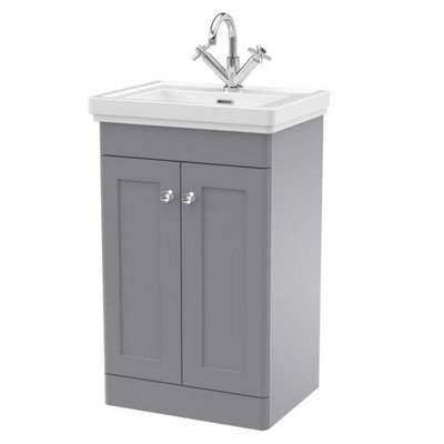Dezine Loire 2.0 500mm Floor Standing Satin Grey Vanity Unit - 1 Tap Hole Price Comparisons | Compare The Build