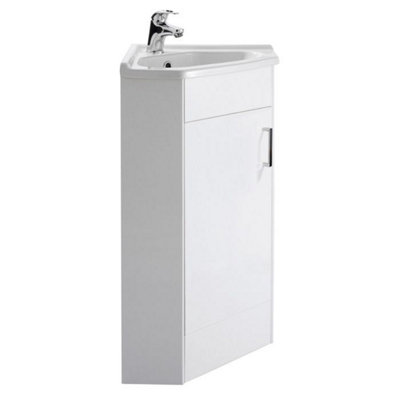 Dezine Mersey Gloss White 555mm 1 Door Corner Cabinet Price Comparisons | Compare The Build