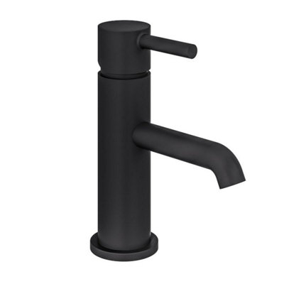 Dezine Pennar Black Basin Mixer with Push Button Waste