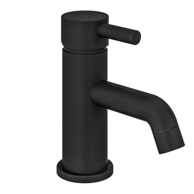 Dezine Pennar Black Mini Basin Mixer with Push Button Waste