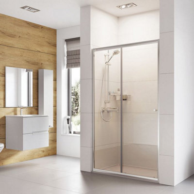 Dezine Pro 6mm 1200 x 900mm Sliding Shower Door with Grey Slate Shower ...