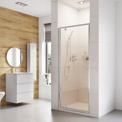 Dezine Pro 6mm, 760mm Pivot Shower Door | DIY at B&Q