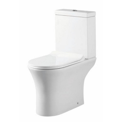 Dezine Quoile Rimless Open Back Close Coupled Toilet with Wrapover Soft ...