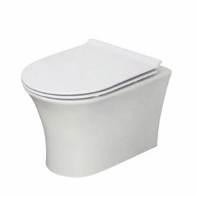 Dezine Quoile Rimless Wall Hung Toilet With Wrap Over Soft Close Seat