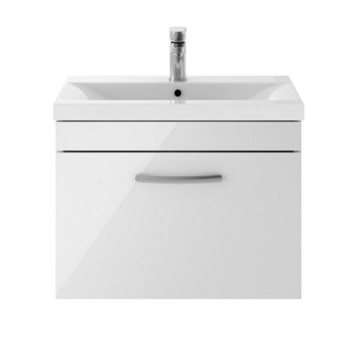 Dezine Serene 600mm Gloss White Wall Hung 1 Drawer Vanity Unit