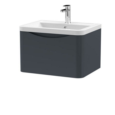 Dezine Thames 600mm 1 Drawer Satin Anthracite Wall Hung Vanity Unit Price Comparisons | Compare The Build