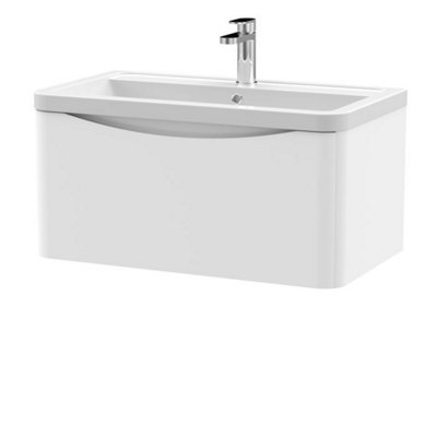 Dezine Thames 800mm 1 Drawer Satin White Wall Hung Vanity Unit Price Comparisons | Compare The Build