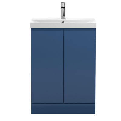 Dezine Yukon600mm Satin Blue Floor Standing Vanity Unit Price Comparisons | Compare The Build