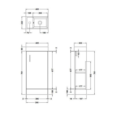 Dezine Zenara 400mm Gloss White Floorstanding Vanity Unit