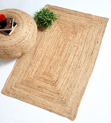 DHAKA Rustic Area Rug Hand Woven Mat with Natural Fibre Indian Jute Flat Pile - Large Medium Small & Runner Neutral Floor Covering