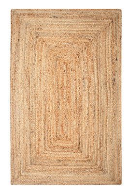 DHAKA Rustic Area Rug Hand Woven Mat with Natural Fibre Indian Jute Flat Pile - Large Medium Small & Runner Neutral Floor Covering