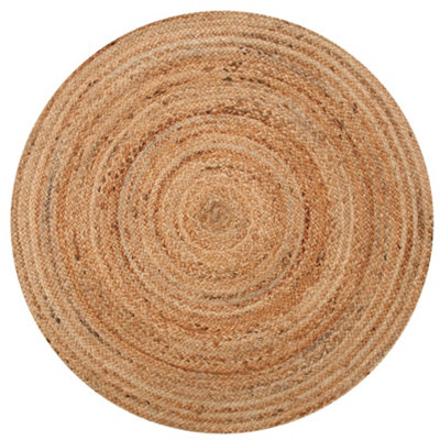 DHAKA Rustic Extra Large Round Rug Hand Woven Mat with Natural Fibre Indian Jute Flat Pile