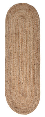 DHAKA Rustic Oval Rug Hand Woven Mat with Natural Fibre Indian Jute Flat Pile - Large Medium Small & Runner Neutral Floor Covering