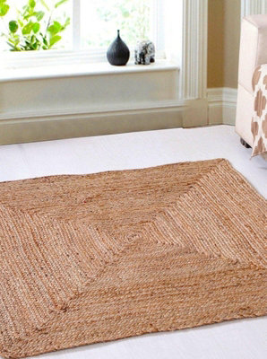 DHAKA Square Kitchen Rug Hand Woven - Jute - L150 x W150