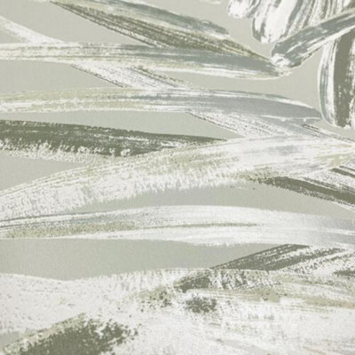 Dhara Leaf Wallpaper Muriva Olive Green 191502 Abstract Leafy Stripes Metallic