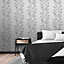 Dhara Leaf Wallpaper Muriva Silver 191501 Abstract Leafy Stripes Metallic