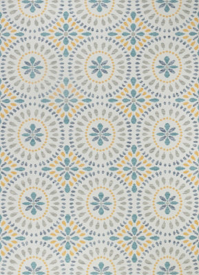 DHENA In- & Outdoor Modern Light Grey/Dark Teal Area Rug 160 x 213 cm