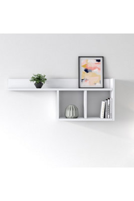 Dia Floating Wall Shelf Unit, Bookshelf, 90 x 18 x 35 cm Wall Mounted Decorative Shelves, Storage Display Unit, White