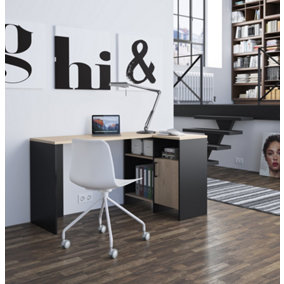 Diagone Chestnut & Black Corner Desk Made in France