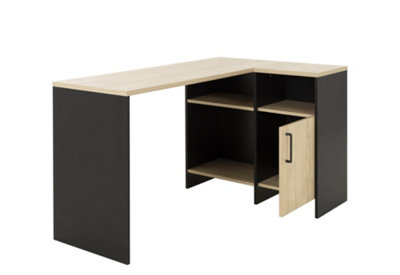 Diagone Chestnut & Black Corner Desk Made in France