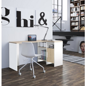 Diagone Chestnut & White Corner Desk
