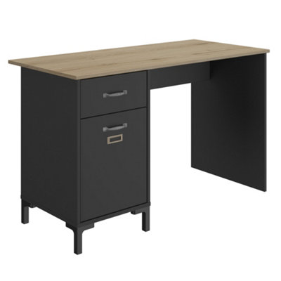 Diagone Oak & Black Finish Desk
