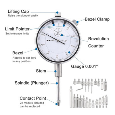 Dial Test Indicator DTI Gauge with Magnetic Base Stand Clock Gauge ...