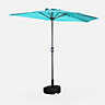 Diam.250cm Half parasol for balcony - half-parasol aluminium pole crank - Calvi - Turquoise